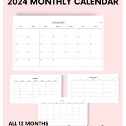 2024 Black and White Minimalist Calendar Mockup