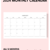 2024 Black and White Minimalist Calendar - January Mockup